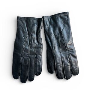 Black vintage dead stock Nordstrom Leather Men's Gloves faux fur lining Sz L